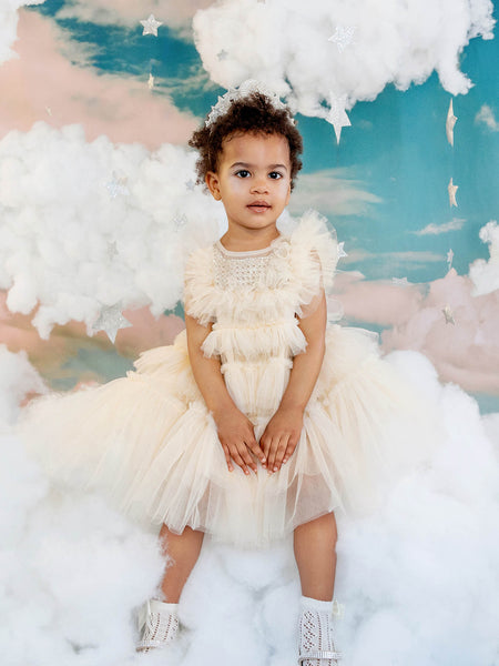 Tutu Du Monde-Baby Girls Ivory Tiered Tulle Dress Set