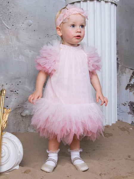 Bébé Ocean Ember Tulle Dress Satin Bow Mix / 0-3 Months / Shell: (Net Fabric 100% Nylon) Lining: (Woven Fabric 100% cotton) Exclusive of decoration