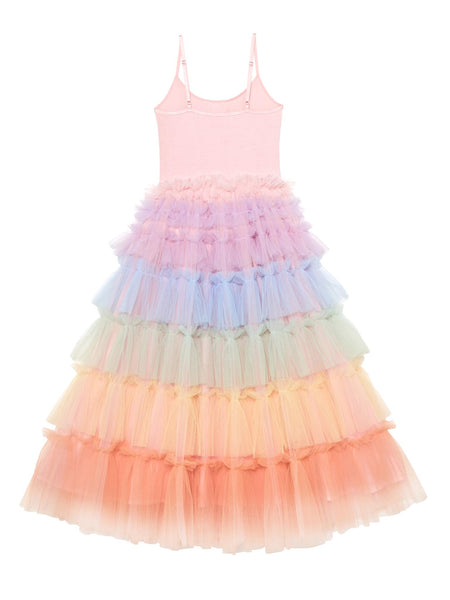 Tutu du Monde Girls Tiered Rainbow Maxi Dress Girls Kids 4-5 year Pink Cotton By Childrensalon