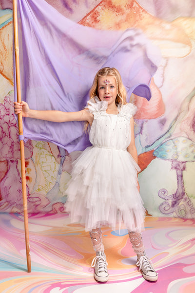 Tutu du Monde-Girls Ivory Embellished Sequin Tulle Dress