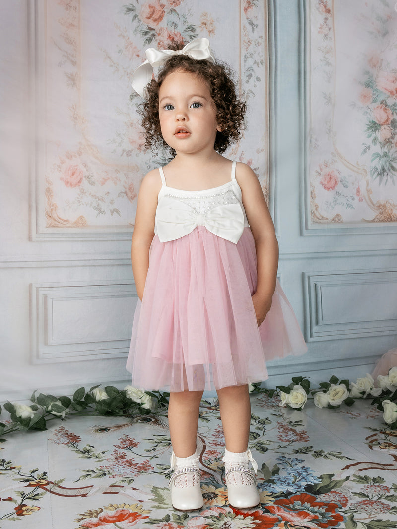 Bébé Macaron Tulle Dress Almond / 12-18 Months / Shell: (Net Fabric: 100% Knitted Nylon) Lining: (100% Woven Cotton) Bloomer: (100% Woven Cotton)