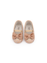 Handmade Bow Embellished Glitter Ballerinas