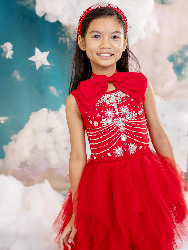 Tutu Du Monde-Girls Red Embellished Ruffled Tulle Dress Tutu Du Monde-Girls Red Embellished Ruffled Tulle Dress