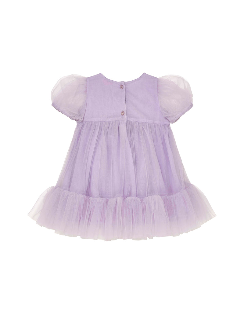 bebe purple dress purple infant dress Lucy Puff Sleeve Lilac Baby Dress A Little Lacey