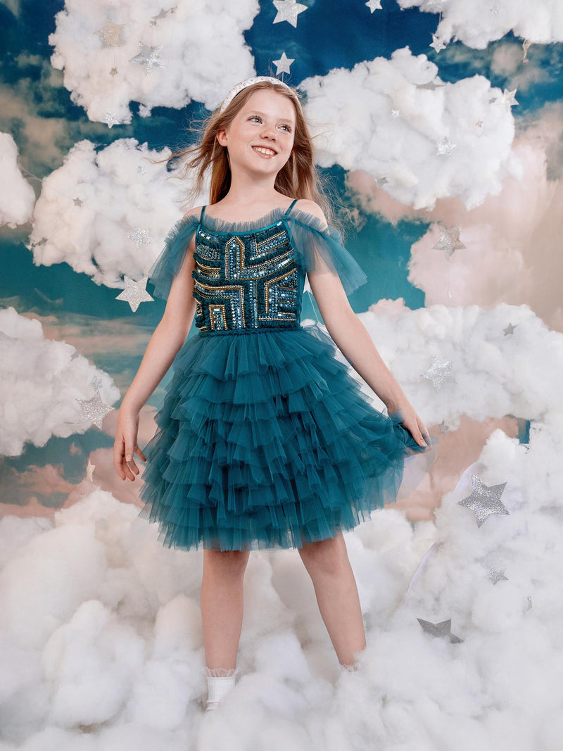 Emerald Reverie Tutu Dress Evergreen / 8-9 Years / Shell: (Knitted Fabric 100% Cotton, Net Fabric 100% Nylon) Lining: (Woven Fabric 100% cotton) Emerald Reverie Tutu Dress Evergreen / 8-9 Years / Shell: (Knitted Fabric 100% Cotton, Net Fabric 100% Nylon) Lining: (Woven Fabric 100% cotton)
