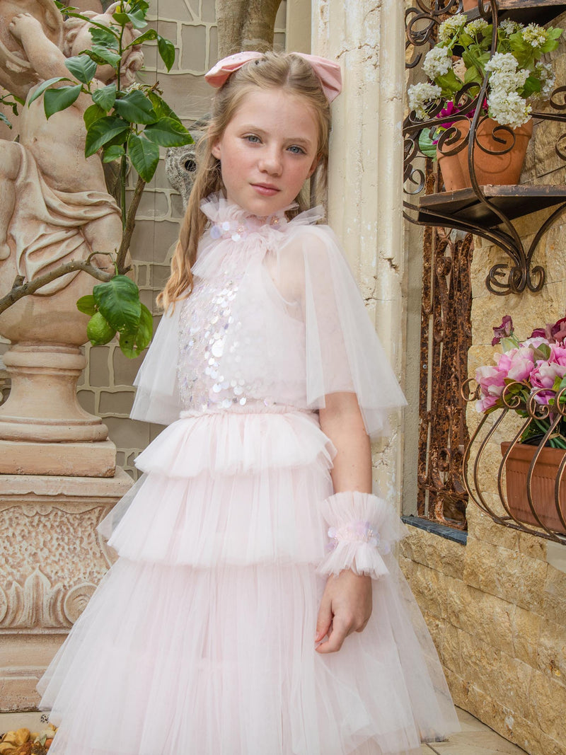 Tutu du Monde-Girls Pink Sequin Ruffled Tulle Dress