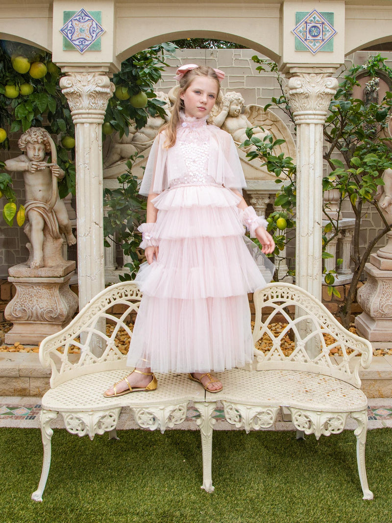 Tutu du Monde-Girls Pink Sequin Ruffled Tulle Dress