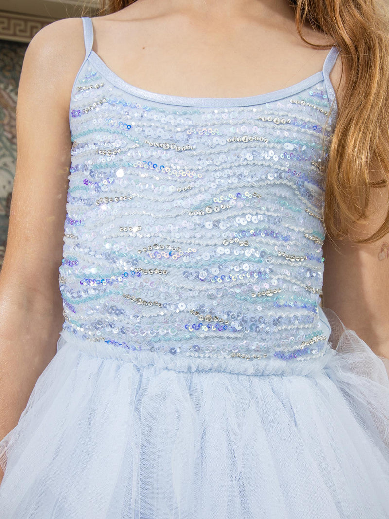Girls Blue Gradient Sequins Tutu Dress 4/5Y