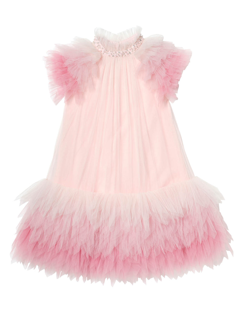 Tutu Du Monde-Girls Pink Embellished Tulle Dress