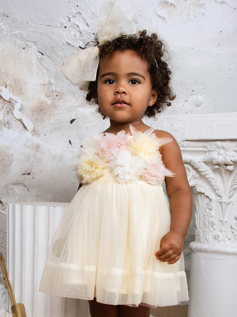 Tutu Du Monde Girl's Bebe Tide Blossom Tulle Dress, Size 0M-24M, Daffodil, 6-12M, Baby Girl Apparel Dresses