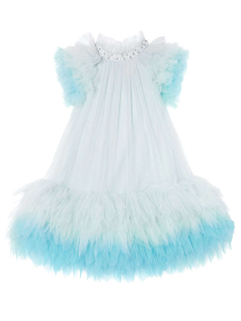 illusion blue dress Tutu Du Monde-Girls Blue Ruffled Tulle Dress