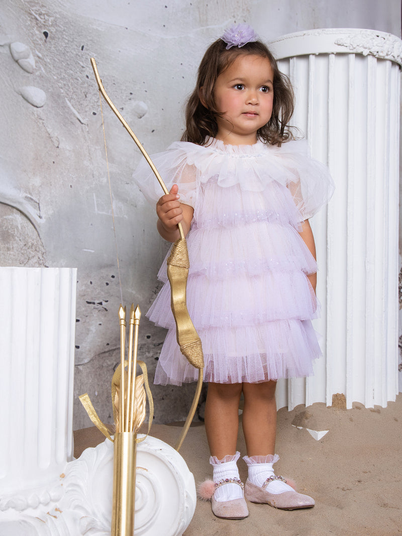 toddler tulle dress Tutu Du Monde Baby Girls Ivory & Lilac Tiered Girls 12-18 month Purple Cotton By Childrensalon class:dresses & jumpsuits DH BASIC Mod Modern sewn pearls along the Color:Blue Denim