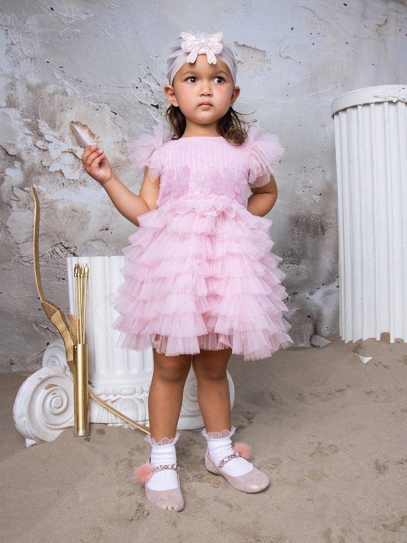 Tutu Du Monde-Baby Girls Pink Embellished Tulle Dress Set