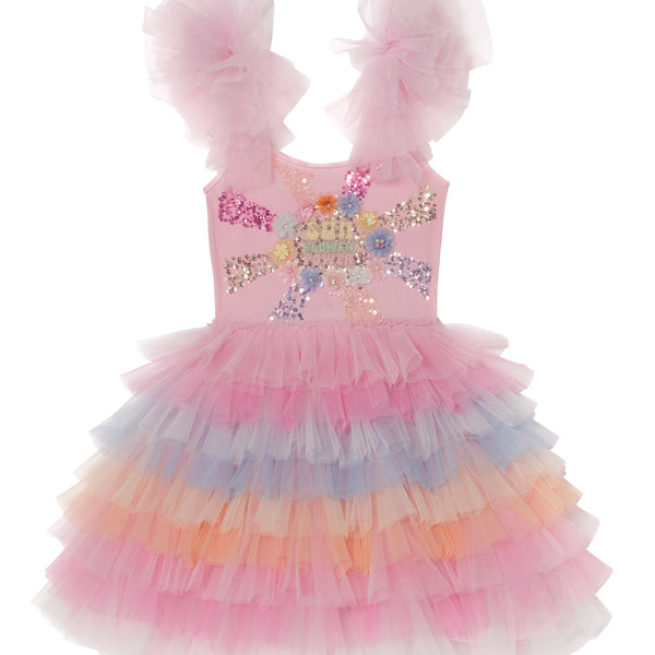 Tutu du Monde Girls & Pastel Coloured Tulle Ruffle Dress Girls Toddler 2-3 Year Pink Cotton by Childrensalon