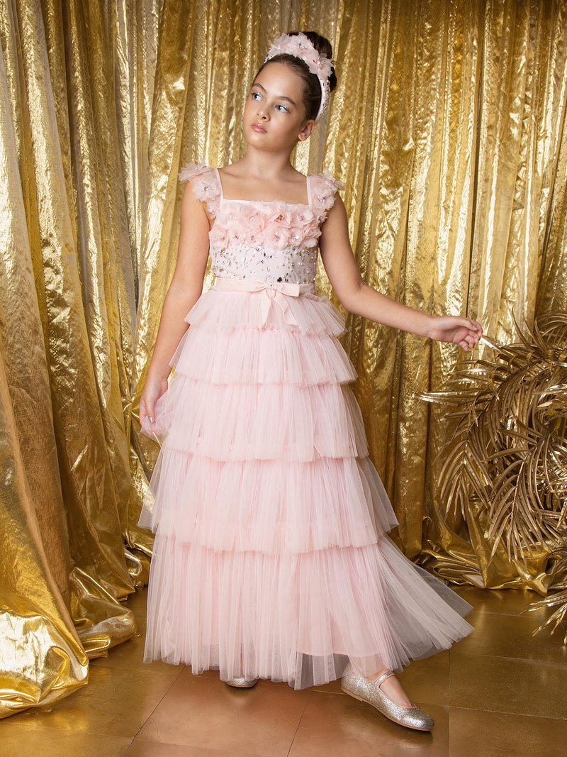Tutu Du Monde-Girls Pink Tiered Tulle Dress Tutu Du Monde-Girls Pink Tiered Tulle Dress