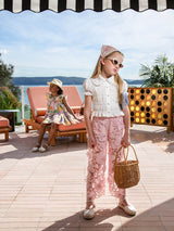 Rose Riviera Pants & White Blouse Two Piece Set | Value $290