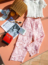 Rose Riviera Pants & White Blouse Two Piece Set | Value $290