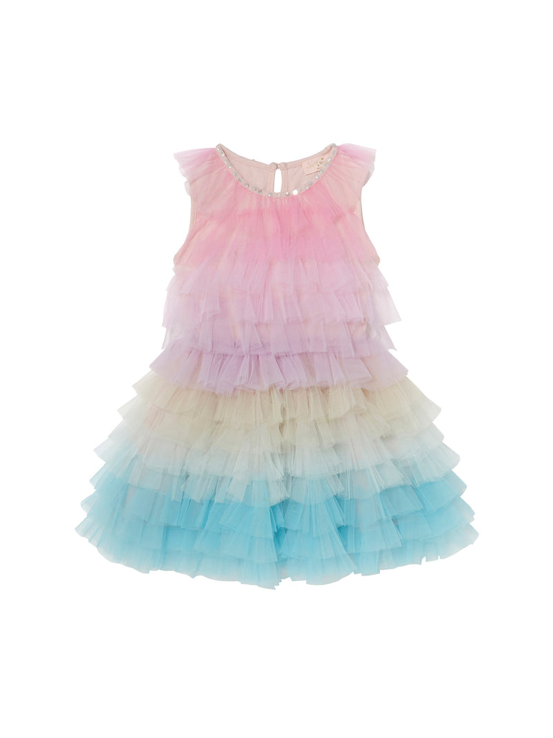 open lace back dress Color Organza baby Gown With Net Flower Patches