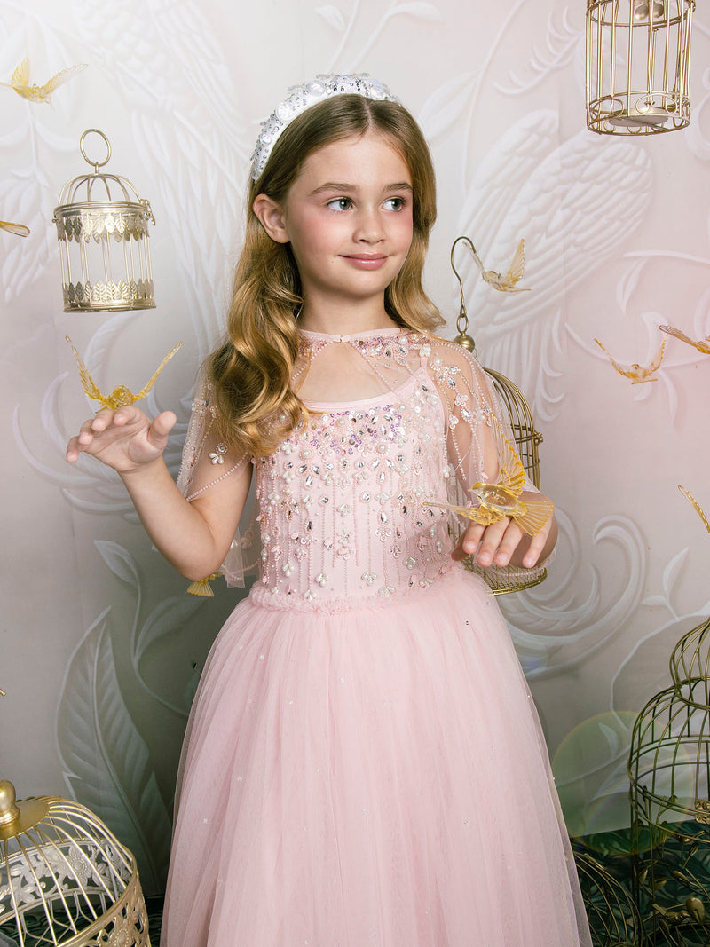 Shimmering Shore Tutu Dress Satin Bow / 6-7 Years / Shell: (Knitted Fabric 100% Cotton, Net Fabric 100% Nylon) Lining: (Woven Fabric 100% cotton)