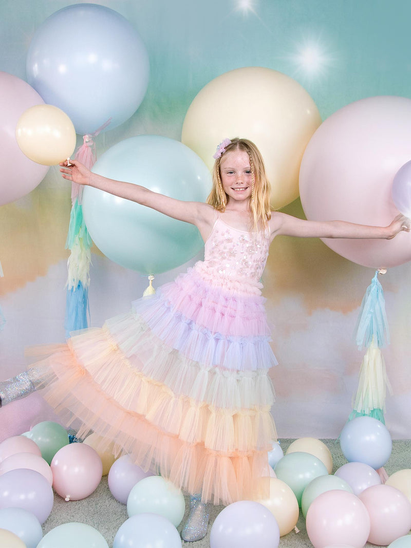 tutu party dress du Monde Girls Tiered Rainbow Maxi Girls Kids 4-5 year Pink Cotton By Childrensalon Polyester Dresses Length Bank Holidays Size:US  16 Kate Spade x Target