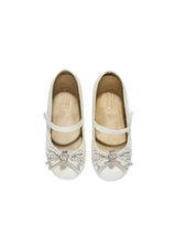 Pearl Bow Embellished Metallic Ballerinas