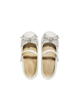 Pearl Bow Embellished Metallic Ballerinas