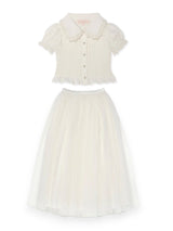 White Classic Skirt & Blouse Two Piece Set | Value $230