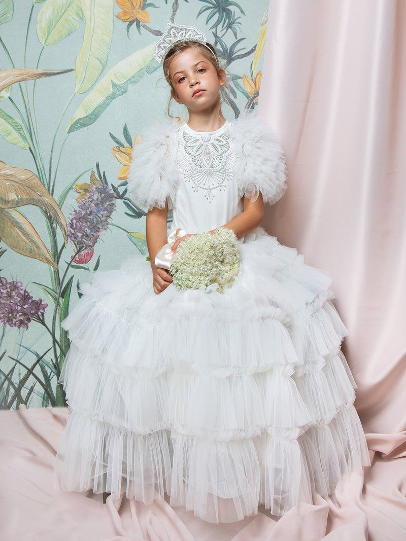 Evia Tutu Dress Milk / 16 Years / 60% Nylon Knit 40% Cotton Knit
